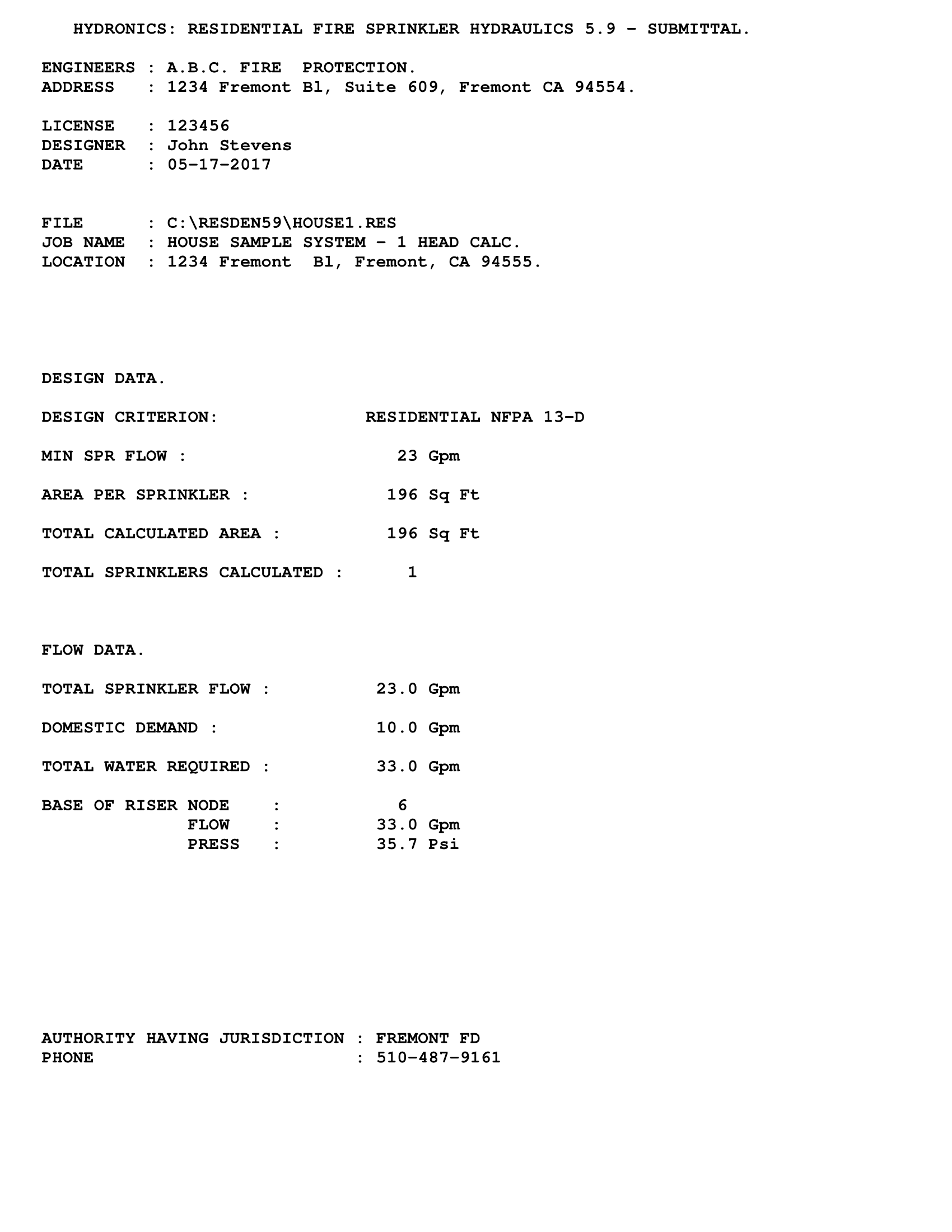 Submittal Cover Sheet